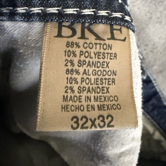 BKE Tyler Jeans 32x32 (Inseam 28) Blue Denim Buckle Thick Stitch Whiskered - Picture 10 of 10